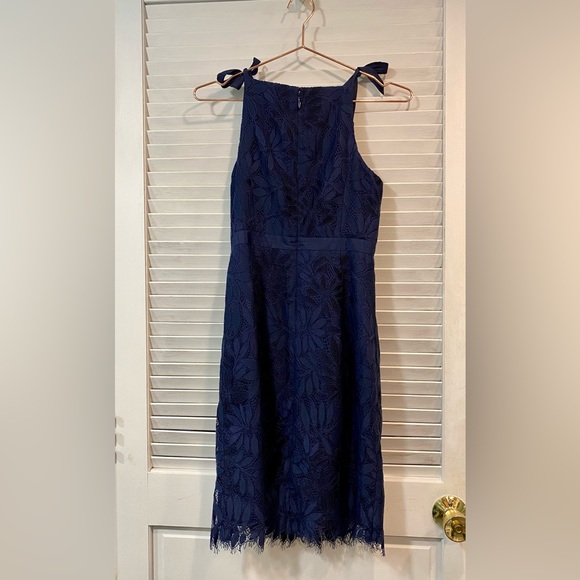 Lily Putlizer Lace Navy Blue Dress with Shoulder Ties - Picture 2 of 5